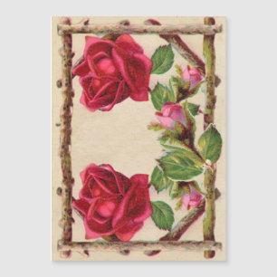 Vintage alte Rose rustikal Viktorianisch Antique Magnetkarte