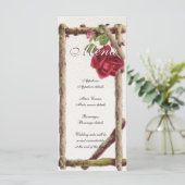Vintage alte Rose rustikal Viktorianisch Antique Menükarte (Stehend Vorderseite)