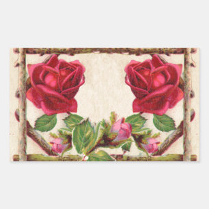 Vintage alte Rose rustikal Viktorianisch Antique Rechteckiger Aufkleber