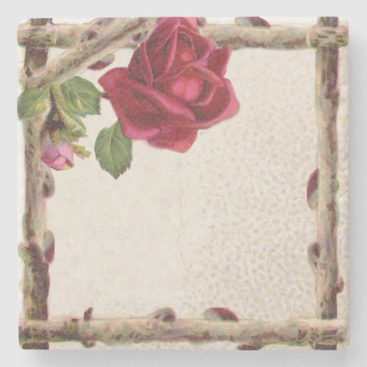 Vintage alte Rose rustikal Viktorianisch Antique Steinuntersetzer (Vorderseite)