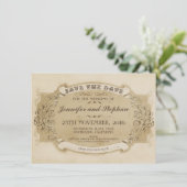 Vintage alte Save the Date Karte (Stehend Vorderseite)