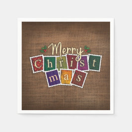 VINTAGE ALTE SCHNELLE CHRISTMAS BRIEFMARKE DECOUPA SERVIETTE