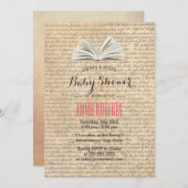 Vintage Alte Schriften bringen Bücherdusche Einladung (Vorne/Hinten)