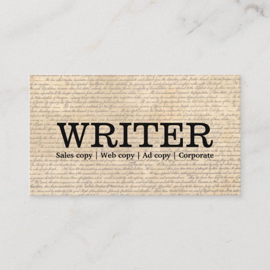 Vintage Alte Schriften: Freelancing Writer Visitenkarte (Vorderseite)