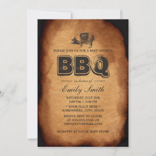 Vintage-Alte-Schweinebraten-Barbecue-Baby-Shower-P Einladung