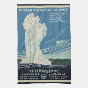 Vintage Alte Treue im Yellowstone Nationalpark Geschirrtuch