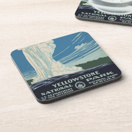 Vintage Alte Treue im Yellowstone Nationalpark Getränkeuntersetzer (Linke Seite)
