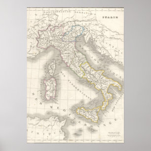 Vintage alte Welt Italien Karte Italienischer Fein Poster