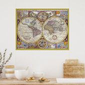 Vintage Alte Welt Karten Antike Karte Poster (Küche)