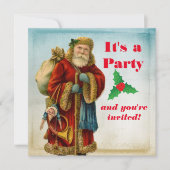 Vintage Alte Welt Weihnachten Party Einladung (Vorderseite)