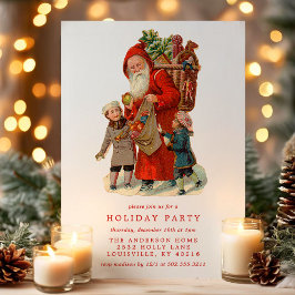 Vintage Alte Welt Weihnachtsmann Kinderfest Einladung