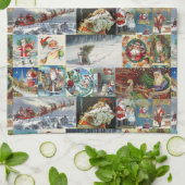 Vintage alte Weltillustrationen Weihnachtsmanns Geschirrtuch (Gefaltet)