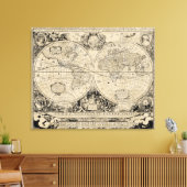 Vintage Alte Weltkarte Beige und Schwarz Leinwanddruck (Insitu (Wohnzimmer))