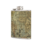 Vintage Alte Weltkarte Geschichtsliebhaber Flachmann (Links)