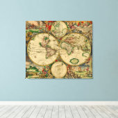 Vintage Alte Weltkarte Leinwanddruck (Insitu (Holzboden))