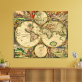 Vintage Alte Weltkarte Leinwanddruck (Insitu (Wohnzimmer))