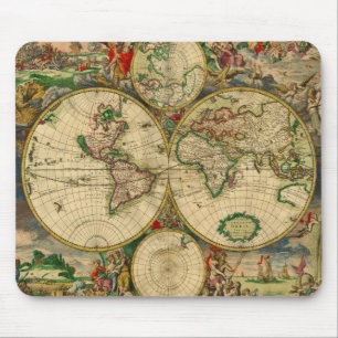Vintage alte Weltkarte Mousepad