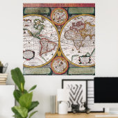 Vintage Alte Weltkarte Poster (Heimbüro)