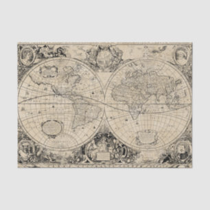 Vintage alte Weltkarten-Beige Seidenpapier