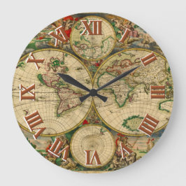 Vintage Alte Weltkarten Große Wanduhr