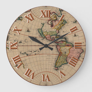 Vintage Alte Weltkarten Große Wanduhr