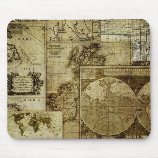 Vintage Alte Weltkarten Mousepad (Vorne)