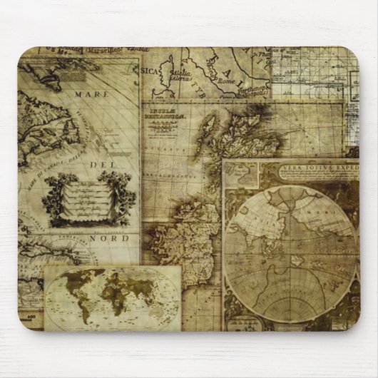 Vintage Alte Weltkarten Mousepad (Vorne)