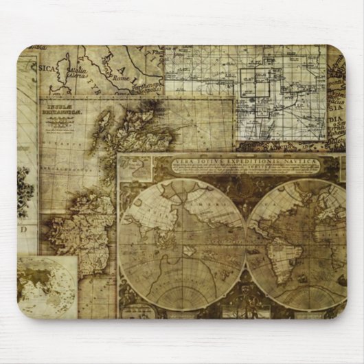 Vintage Alte Weltkarten Mousepad (Vorne)