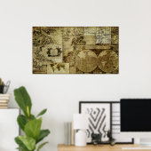 Vintage Alte Weltkarten Poster (Heimbüro)