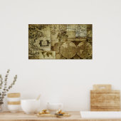 Vintage Alte Weltkarten Poster (Küche)