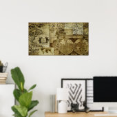 Vintage Alte Weltkarten Poster (Heimbüro)