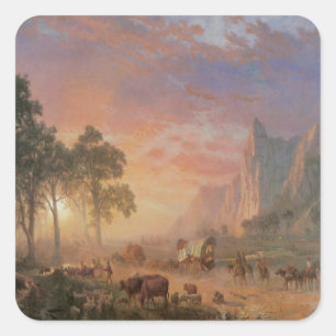 Vintage alte Westcowboy-Lastwagen-Zug-Aufkleber Quadratischer Aufkleber