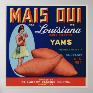 Vintage alte Yams-Fruchtkästen-Etiketten Poster
