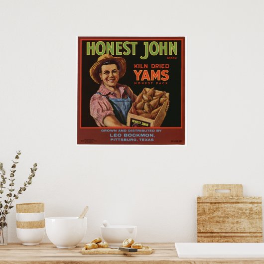 Vintage alte Yams-Fruchtkästen-Etiketten Poster (Küche)