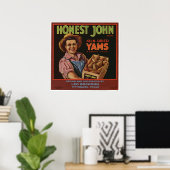 Vintage alte Yams-Fruchtkästen-Etiketten Poster (Heimbüro)