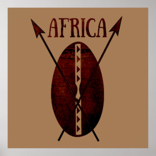 Vintage alter afrikanischer Schild und Speerkunst