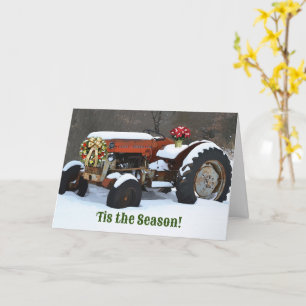 Vintage alter Traktor Schnee Farm Stil Weihnachten Karte