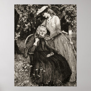 Vintage ältere Mutter und Tochter Poster