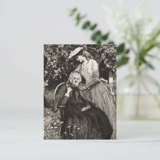 Vintage ältere Mutter und Tochter Postkarte (Stehend Vorderseite)