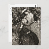 Vintage ältere Mutter und Tochter Postkarte (Vorne/Hinten)