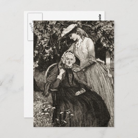 Vintage ältere Mutter und Tochter Postkarte (Vorne/Hinten)