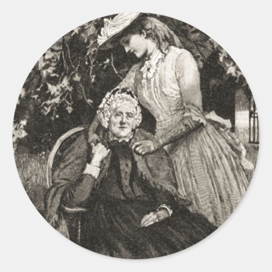 Vintage ältere Mutter und Tochter Runder Aufkleber (Vorderseite)