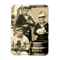 Vintage altes Foto 3 Seeleute halten Katzen