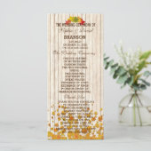 Vintage altes Holz Herbst Hochzeitsprogramm nach M Programm (Stehend Vorderseite)