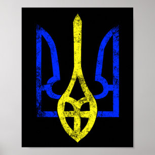Vintage altes Tryzub ukrainisches Symbol Ukraine F Poster