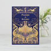 Vintage, altmodische Hochzeitseinladungen Einladung (Stehend Vorderseite)