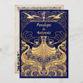 Vintage, altmodische Hochzeitseinladungen Einladung (Vorne/Hinten)