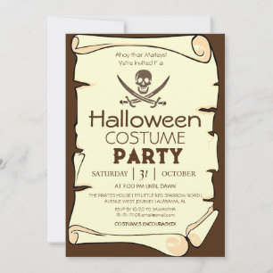 Vintage-Altpapier-Piraten-Halloween-Kostüm-Party Einladung