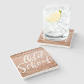 Vintage Altschuldneroberseite Steinuntersetzer (Seitenansicht)