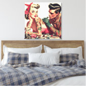 Vintage Altschule Tattoo Couple Illustration Leinwanddruck (Insitu (Schlafzimmer))